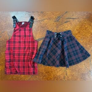 Plaid jumper and skirt bundle